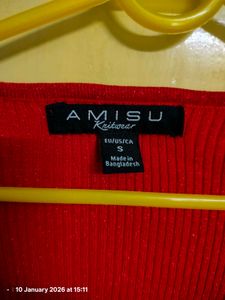 Red Shimmer long Sleeve Top