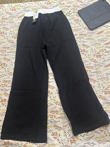 Black &amp; White Wide Leg Track Pants