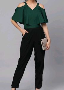 Red ♥️ Cold Shoulder Jumpsuit  Size S With Pocket