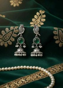 Silver Tone Jhumka Earrings