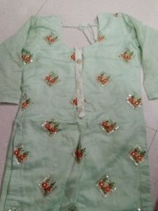 Mint Green Embroidered Kurti