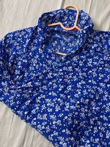 Blue Floral Print Top