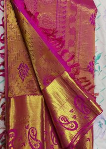 Pink &amp; Gold Silk Saree
