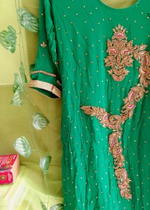 Heavy Party Wear Green Suit.