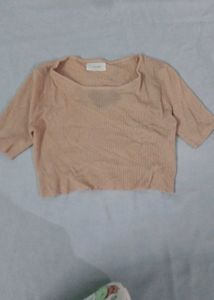 Ribbed Crop Top - Peach