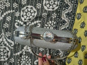 Silver Glitter Party Clutch