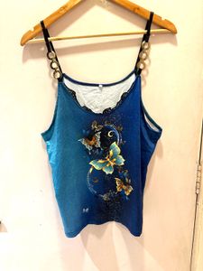 Blue Butterfly Print Beautiful Top