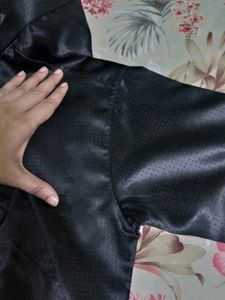 Black Satin Shine Shirt For Boys - 14 Yrs / S