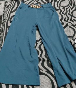 Stylish Blue Wide Leg Palazzo Pants
