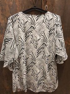 Zebra Print V-Neck Blouse