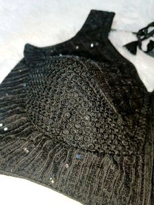 Black Sequin Blouse