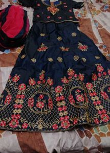 Navy Blue Lehenga For Girls Under 10-11 Year