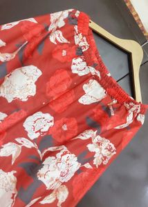 Rust Color Floral Printed Co-Ords Set For 40 Bust
