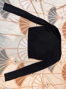 Cut Out Shoulder Ribbed Top