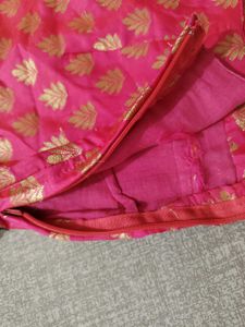 Pink Floral Banarasi Saree