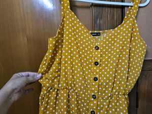 Shein Yellow Polka Dot Jumpsuit