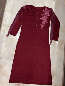 Elegant Maroon Embroidered Kurta