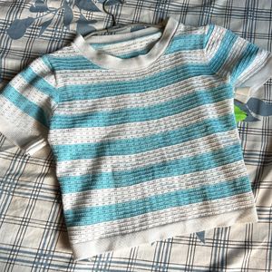 Striped Knit Short Sleeve Top