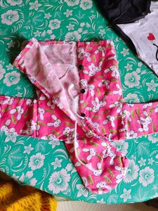 Pink Bunny Print Baby Jacket &amp; Mama&#39;s Boy Tank