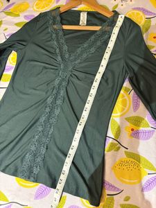 Beautiful Green Lace Trim Top
