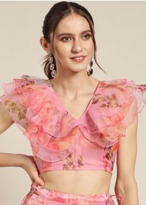 Floral Ruffle Blouse and Skirt