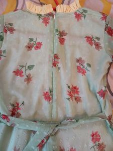 Ruffle neckline chiffon top!