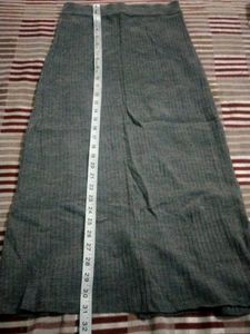 Grey Knit Midi Skirt
