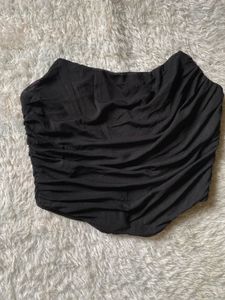 Black mesh  Ruched Corset Top