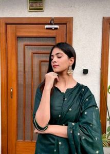 (Size~L)Green straight kurta set🌻
