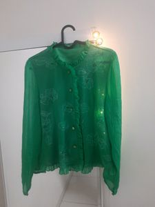 299 Rs | Green Top With Pretty Frills