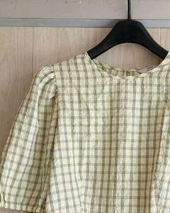 Gingham Puff Sleeve Top
