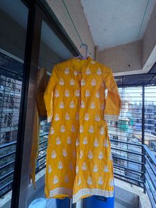 Yellow Embroidered Kurta