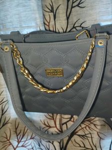 Gray Quilted Chain Bag
