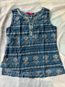 Varanga Blue Ethnic Top