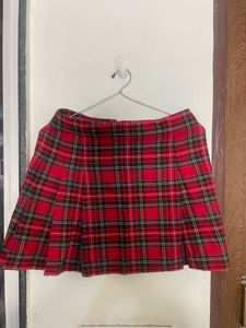 Red Plaid Pleated Skirt – Classic Tartan Style