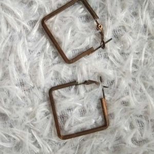 Stylish Copper Coloured Square Hoop Earrings