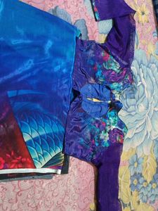 Colorful satin saree