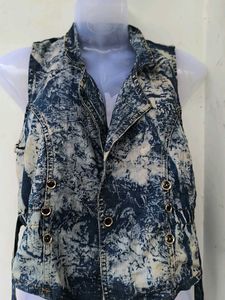 Acid Wash Denim Vest