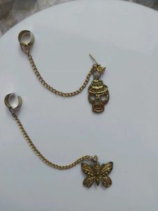 Skull &amp; Butterfly Chain Earring