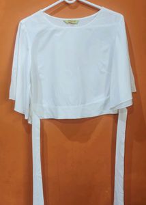 Waist Tie Up Top And Skirt Set