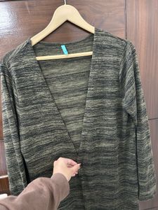 Striped Open Front Cardigan