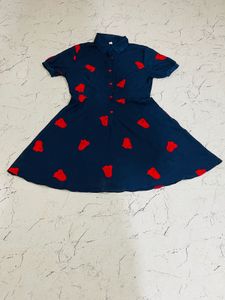 Cute Navy & Red Print Dress