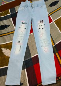 Light Blue Skinny Embellished Jeans