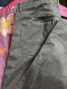 Black Jeans With Side Red &amp; White Piping