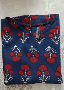 Navy Blue Printed Sleeveless Top