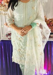 Mint Green Embroidered Salwar Kameez