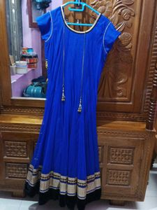 New One Elegant Blue &amp; Gold Anarkali Dress