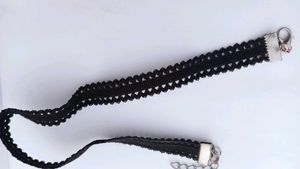 Black Choker And Half Heart Chain