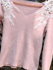 Pink Embellished Long Sleeve Top