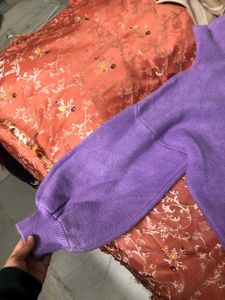 Lavender Sweater Puff Sleeves